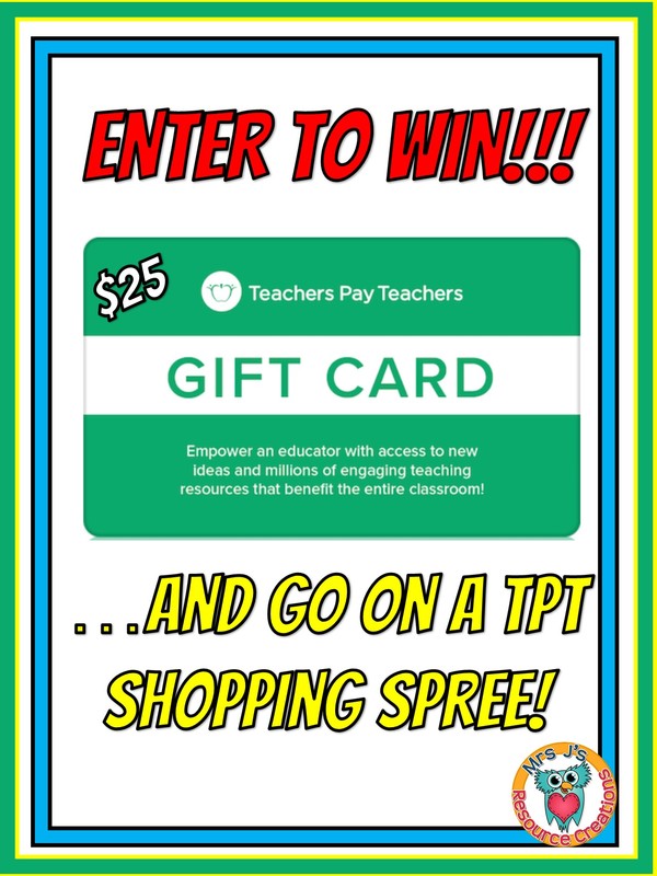 $25 Teachers Pay Teachers Gift Card Giveaway! - JJ Resource Creations