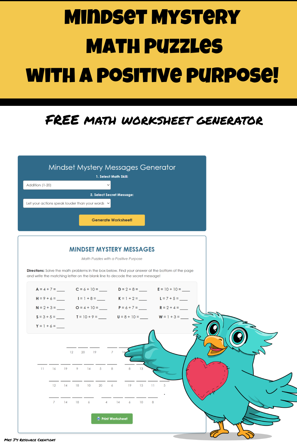 Pin for mindset math mystery positive puzzle generator free teaching resource tool