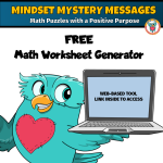FREE Math worksheet generator Mindset Math Mystery Messages Puzzle with a Positive Purpose