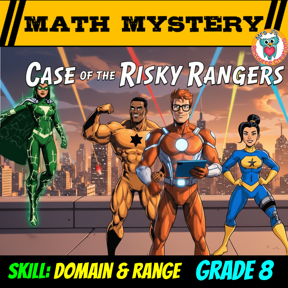 8th Grade Domain and Range Math Mystery Worksheets Risky Rangers