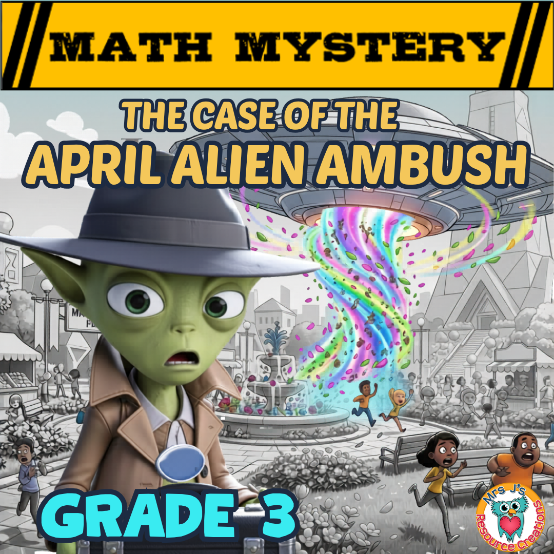 3rd Grade April Math Mystery Worksheets Alien Ambush.