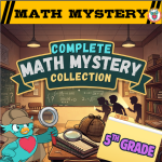 5th Grade Complete Math Mystery Collection Bundle Cover with yellow branded banner and owl mascot.