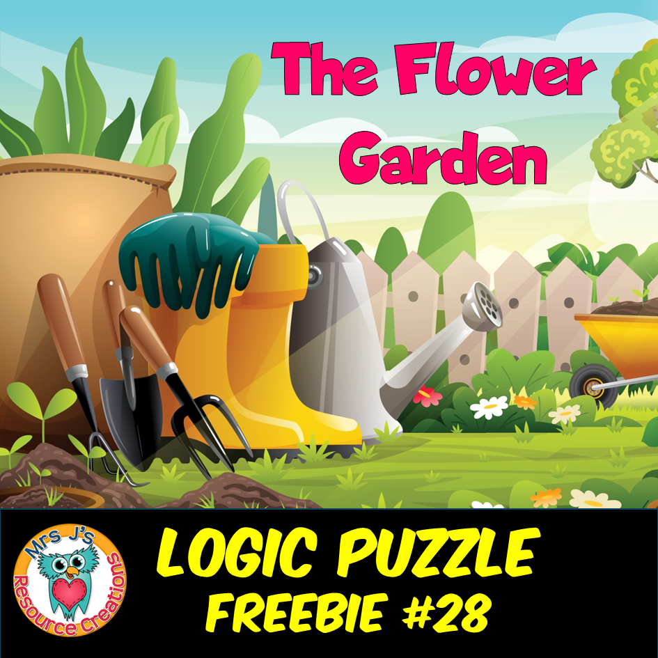 Spring Logic Puzzle Free Activity Cover - Flower Garden critical thinking brain teaser for early finishers.