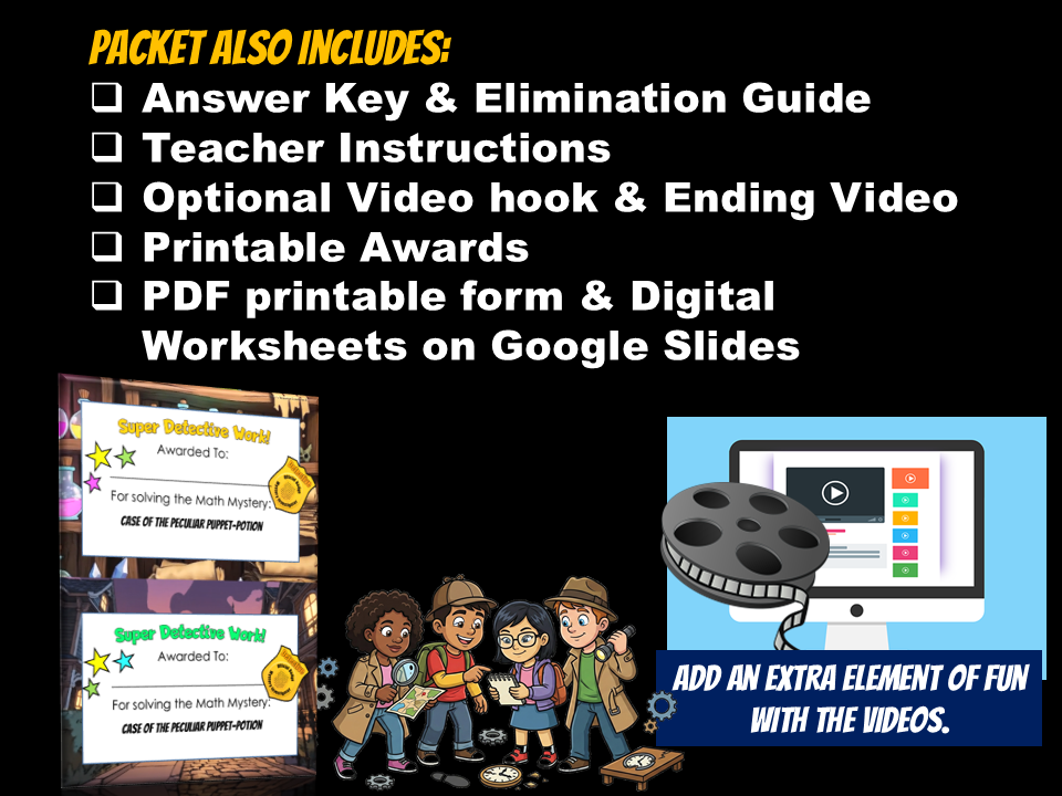 Printable awards included, video hook and endings