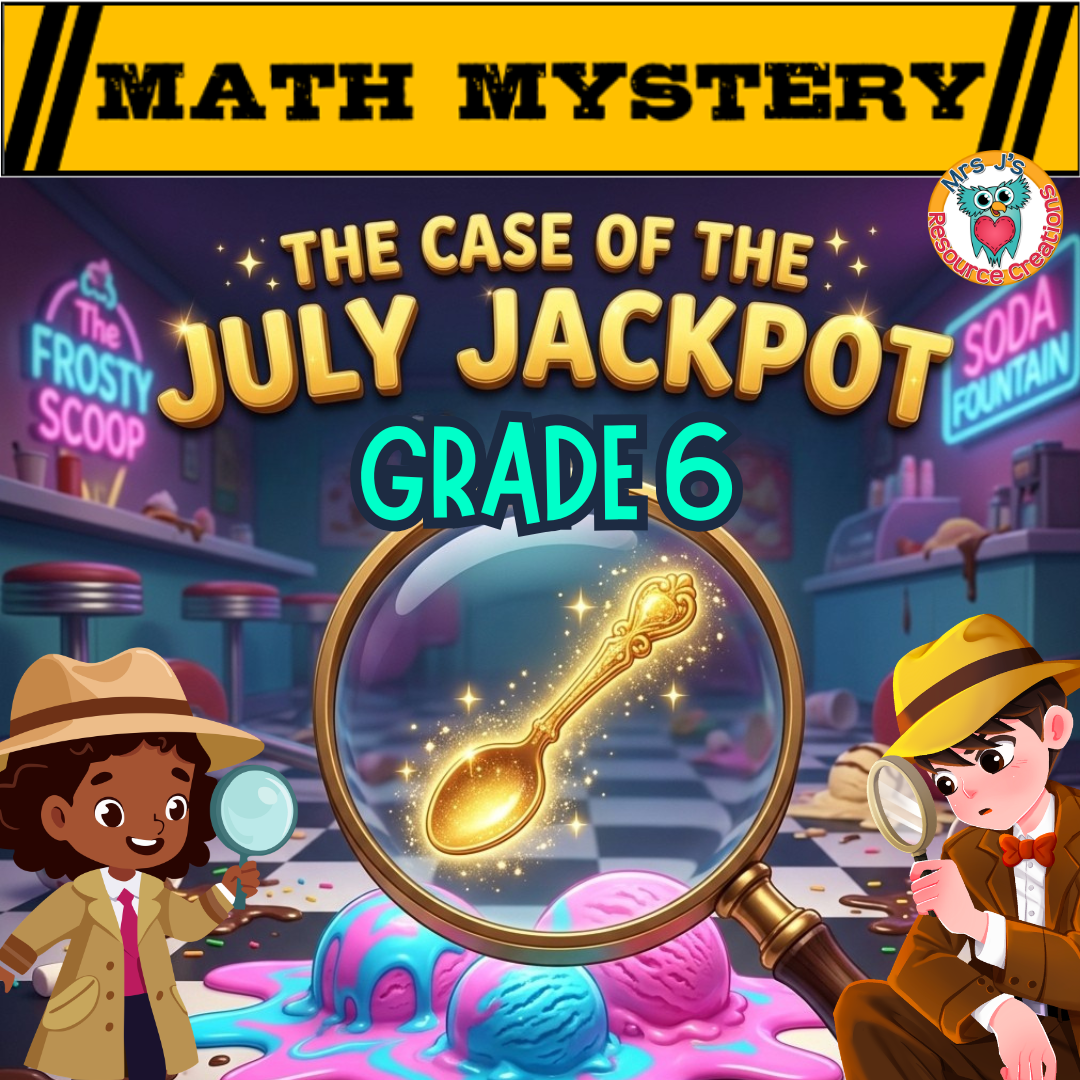 6th Grade July Math Mystery packet