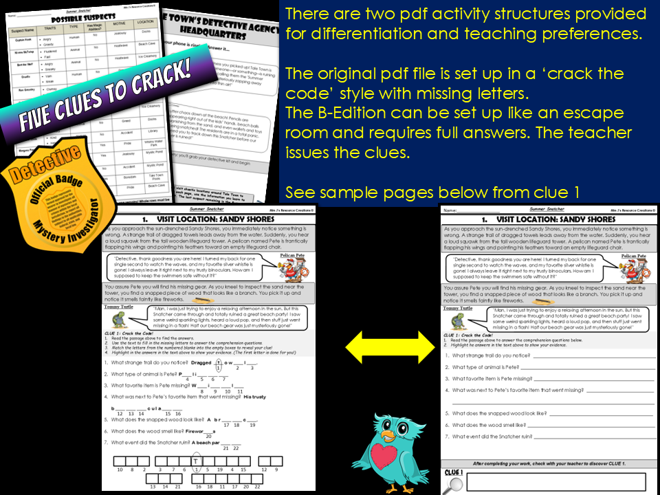 Once Upon a Crime Reading Comprehension worksheets sample 