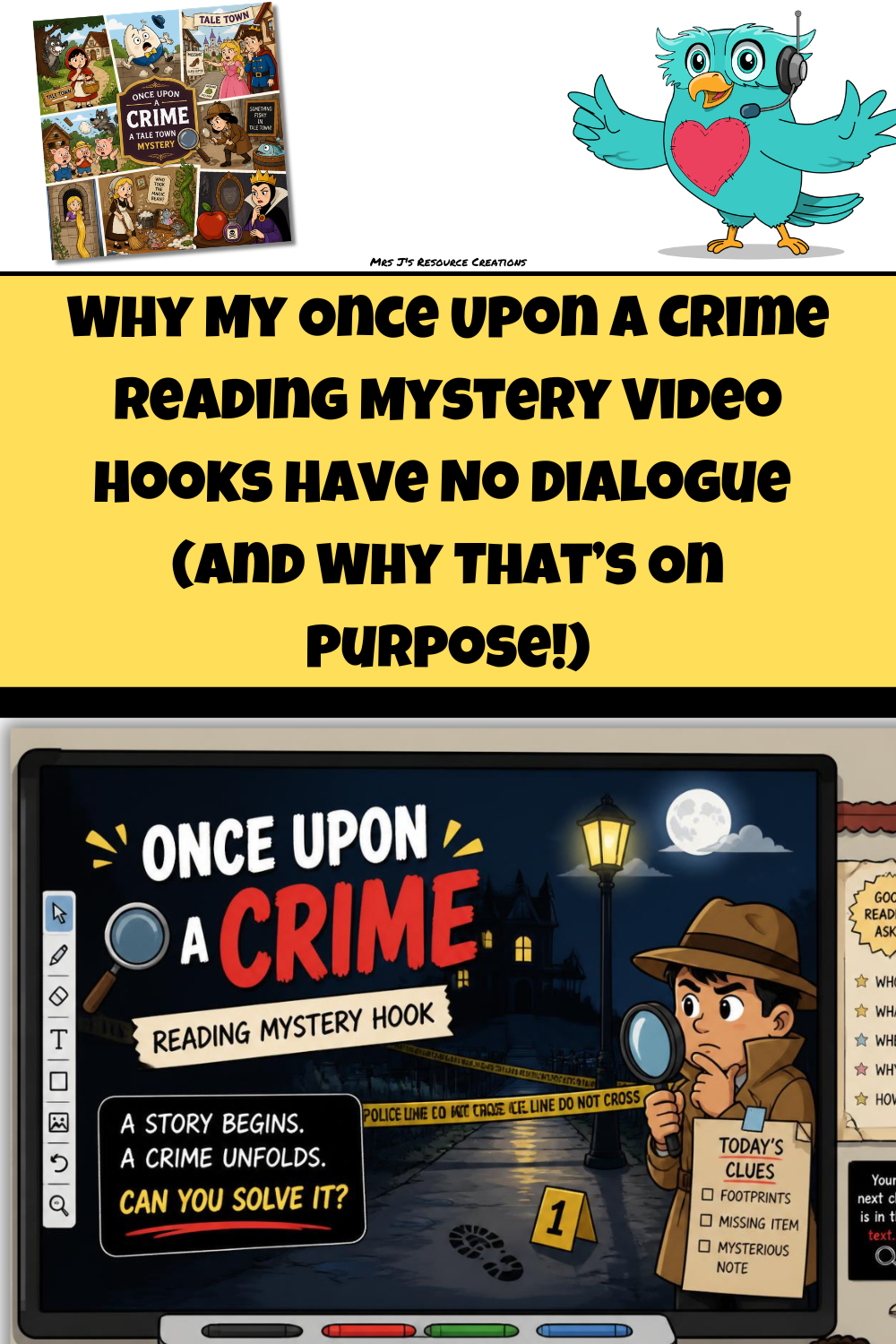 reading mystery video hooks pin to explain pedagogy and purpose