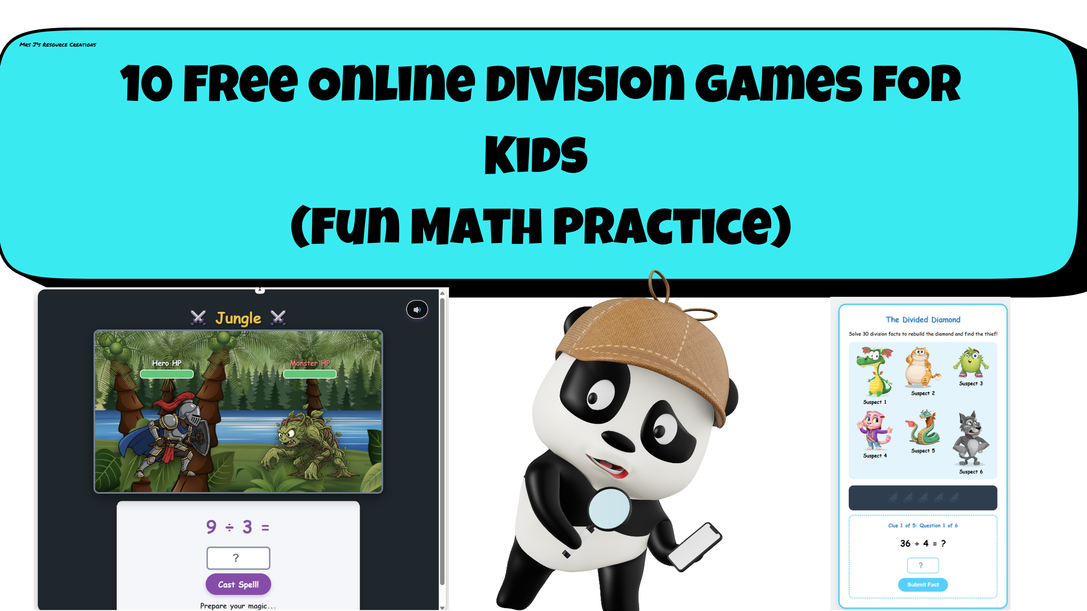 Fun online division games and  math printables for 3rd, 4th, and 5th grade math practice.