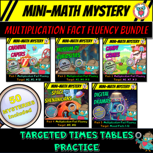 Multiplication Mini Math Mystery Bundle: Times Tables Practice 1-12