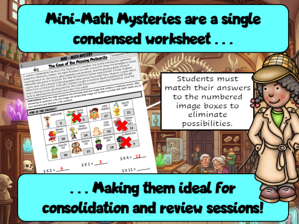 Sample mini math mystery from multiplication pack museum of curiosities