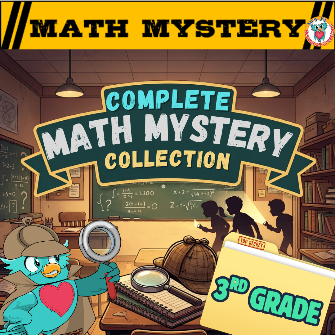 3rd Grade Complete Math Mystery Collection Bundle Cover.